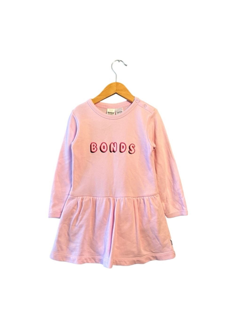 Bonds Pink Long Sleeve Casual Dress with Logo